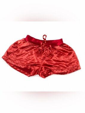 Women's PJ Harlow Satin Sleep Shorts in Red with Drawstring Waist
